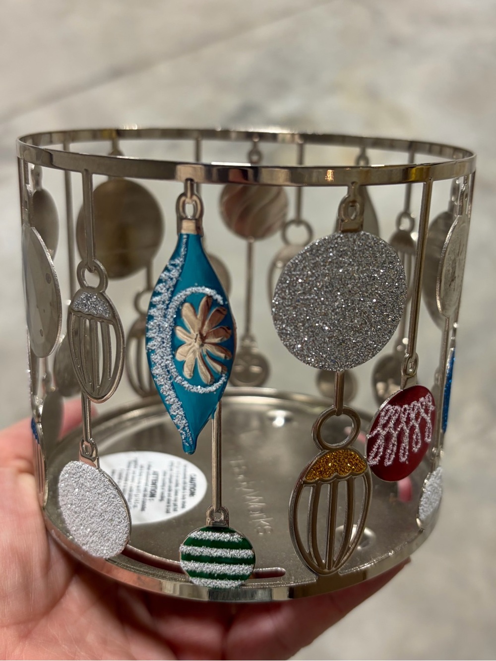 Bath & Body Works BBW Ornament Candle Holder Holiday Christmas Silver tones